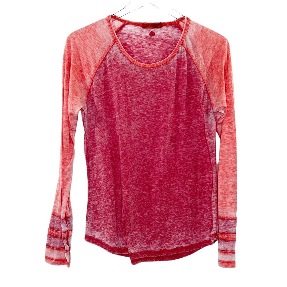 Prana Women's Long Sleeve Heathered Red Raglan Tee. M